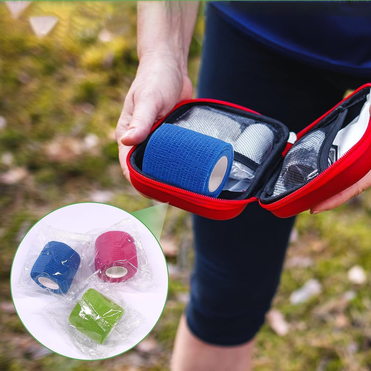 Kit de primeiros socorros sem látex, bandagem coesiva flexível